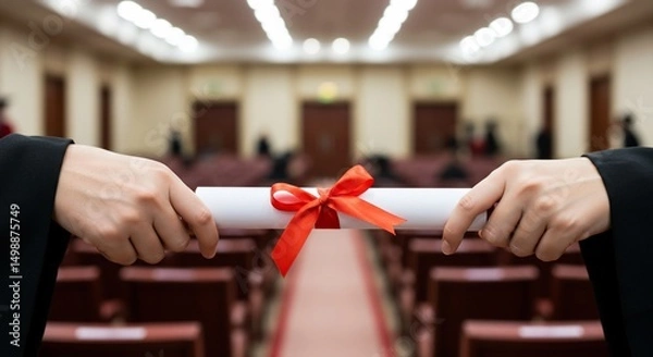 Fototapeta Diploma presentation in assembly hall