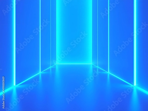 Fototapeta Blue technology abstract photon big data network creative illustration