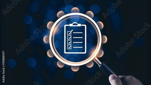 Fototapeta Checklist Magnifying Glass Digital Business Concept Image