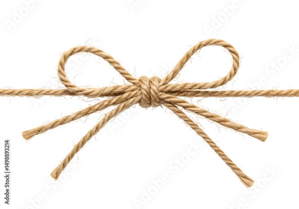 Fototapeta jute rope bow for packing and decoration isolated on transparent background Generative Ai.
