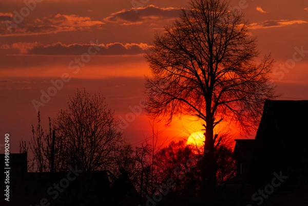 Fototapeta  Incredibly beautiful, colorful sunset in the evening sky.