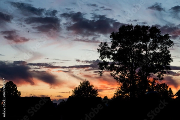 Fototapeta  Incredibly beautiful, colorful sunset in the evening sky.