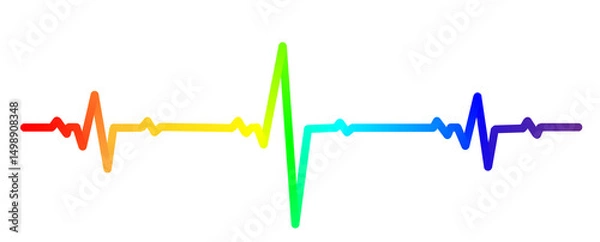 Obraz Rainbow ECG pulse line isolated on white