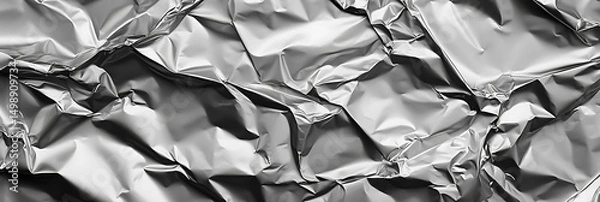 Fototapeta Crumpled Aluminum Foil Texture Background