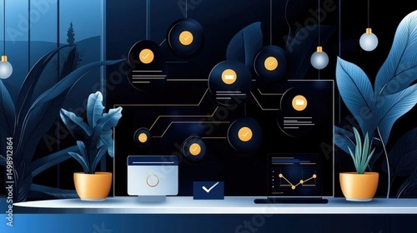 Obraz Business continuity strategy presentation office environment digital content professional viewpoint future concepts