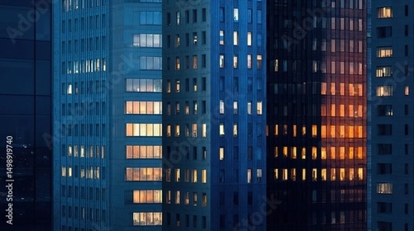 Fototapeta Daytime Urban Skyscraper Windows Showing Light and Color Effects