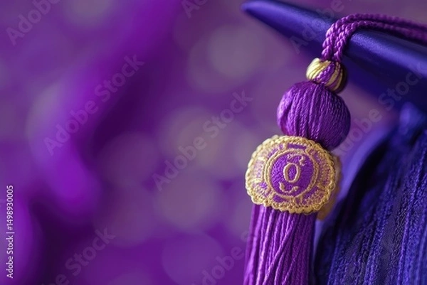 Fototapeta Close-up of a graduation tassel and cap.