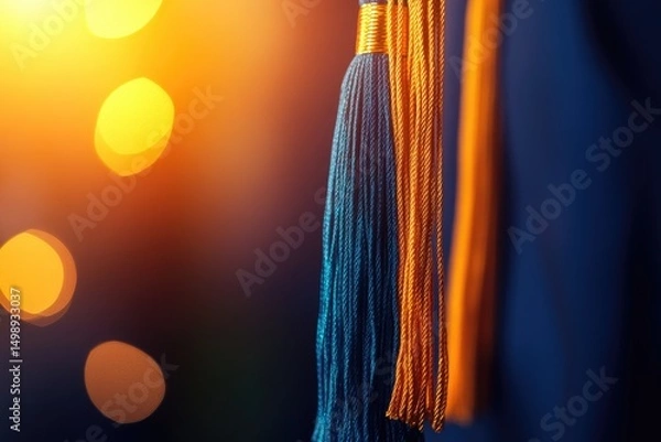 Fototapeta Close-up view of graduation gown tassels with soft light.