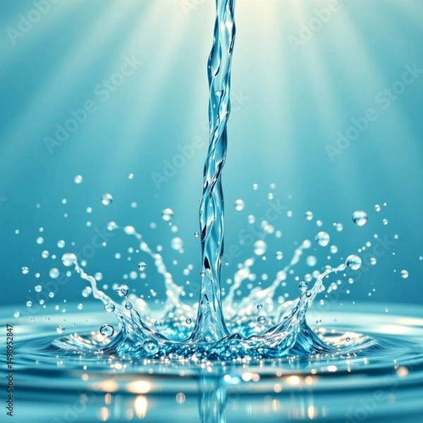 Obraz a powerful visual metaphor, capturing a stream of water droplets that create an impression of freedom, purity, and renewal.