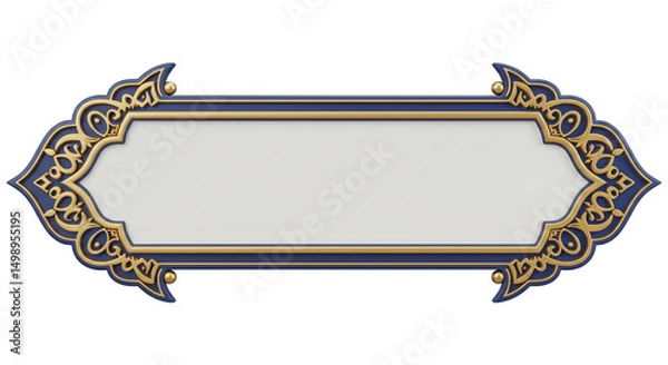 Fototapeta Luxurious banner frame with intricate golden filigree detailing and a smooth central surface ideal for elegant presentations and decorative designs