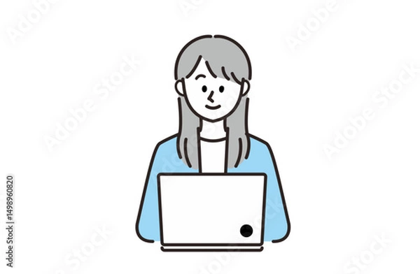 Fototapeta PCを使用するスーツを着ている女性