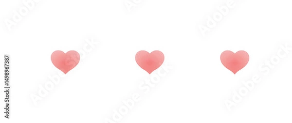 Obraz Small Red Hearts Lined Up Diagonally with Increasing Transparency Creating the Illusion of Fading