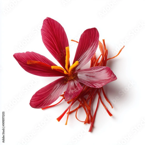 Fototapeta Stunning Saffron Flower and Threads , isolated on white background png