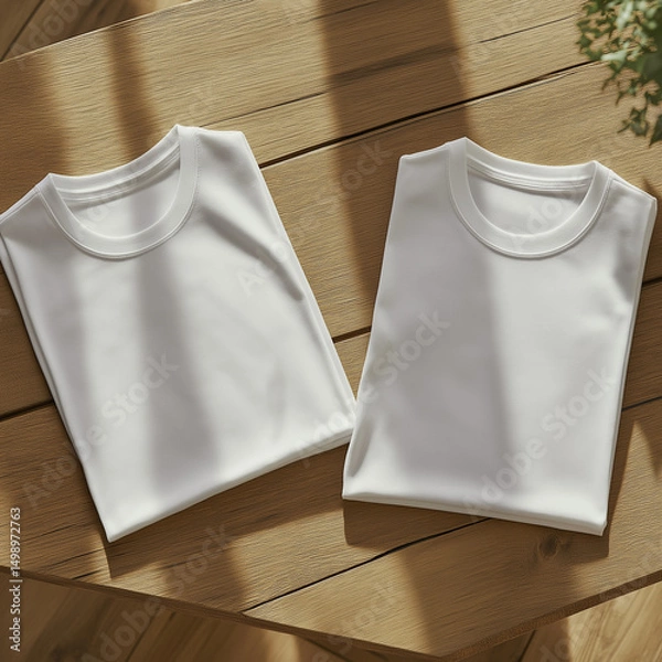 Obraz シワなく整えられた、ベーシックな白Tシャツ