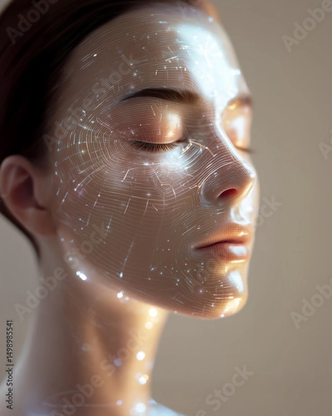 Fototapeta Futuristic concept image showcasing the development of high-tech artificial skin