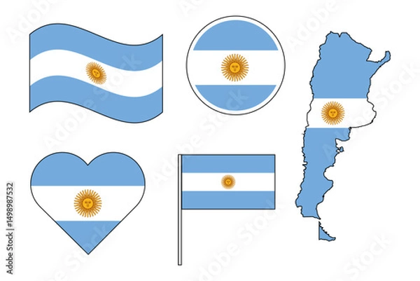 Fototapeta set of badges with flag of Argentina vector illustration