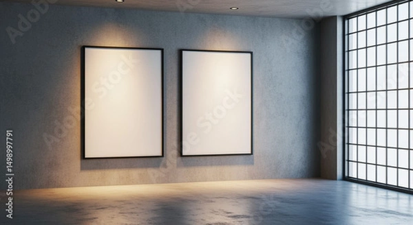 Obraz Blank art frames concrete wall modern gallery interior