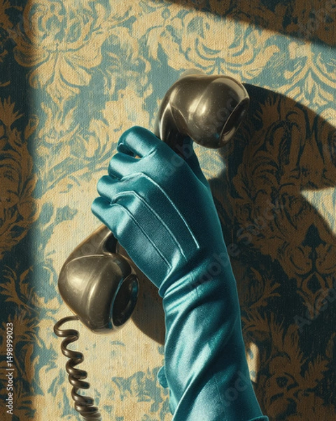 Fototapeta Colorized archival-style photo of a woman�fs hand delicately holding an item, evoking nostalgia and vintage charm in vivid tones