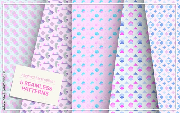 Obraz 5 Abstract Seamless Patterns with dynamic shapes in pink tones, playing with symmetry and balance