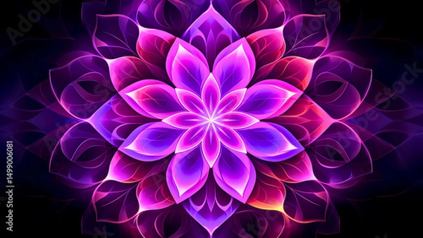 Fototapeta Colorful Abstract Mandala Flower Background – Vibrant Symmetrical Pattern with Spiritual and Geometric Design for Meditation, Art, and Decor | Generative AI