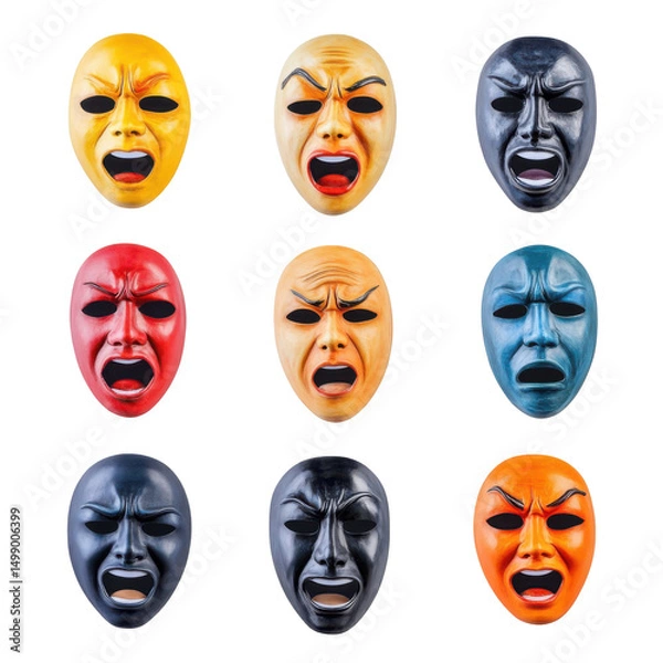 Fototapeta Exploring a Spectrum of Human Emotions Through Colorful Masks