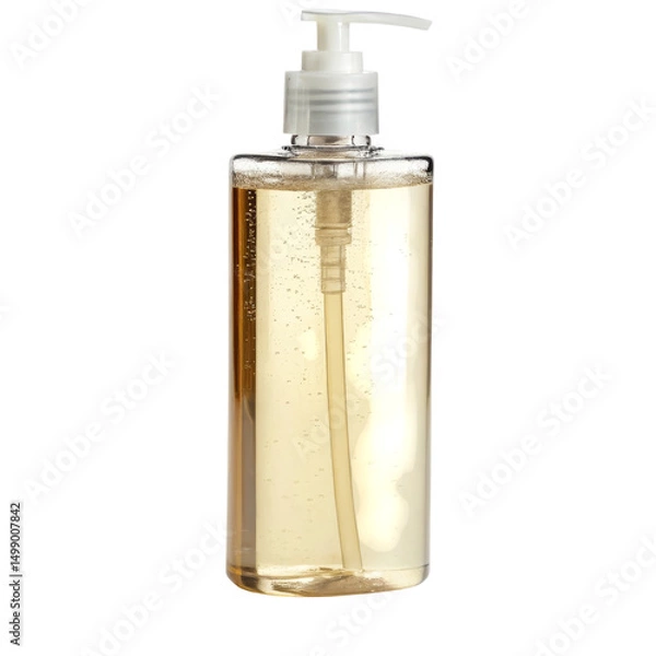 Fototapeta Clear liquid soap dispenser with a pump top.