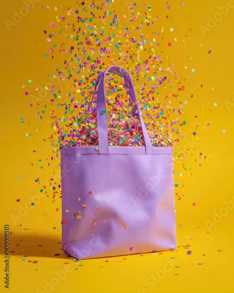 Fototapeta Matte lavender reusable shopping bag with surprise elements, offering both style and surprise in a sustainable accessory