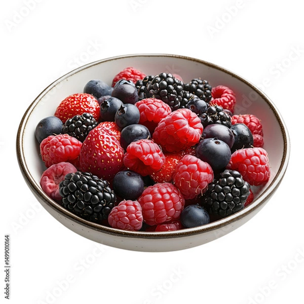 Fototapeta fresh berries in a bowl on isolated transparent background
