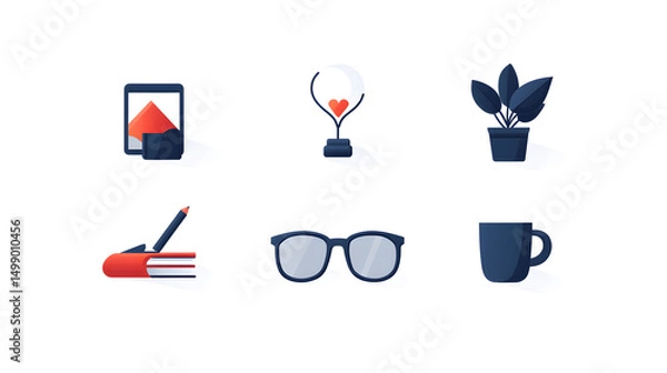 Fototapeta pack of business productivity icons, vector style, modern tech feel, suitable for UI design and infographics