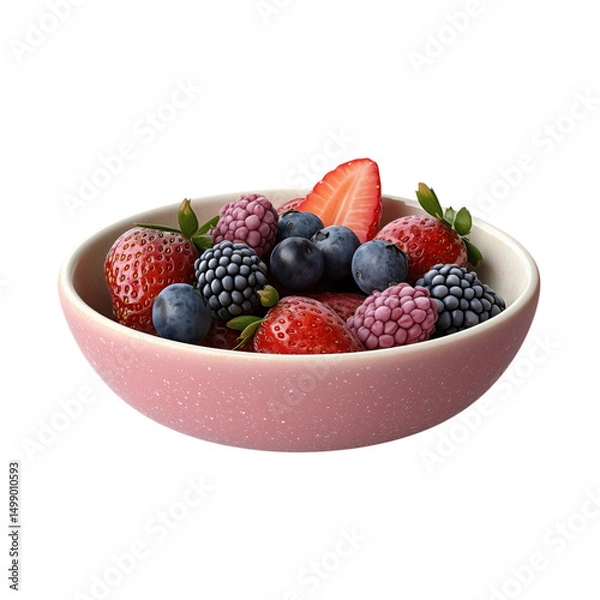 Fototapeta fresh berries in a bowl on isolated transparent background