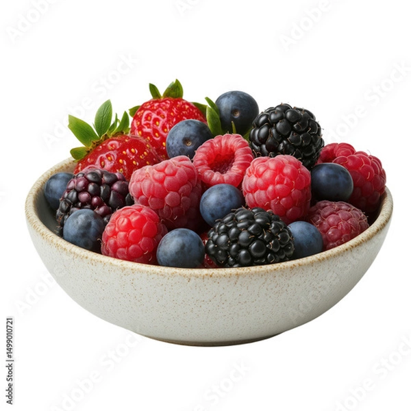 Fototapeta fresh berries in a bowl on isolated transparent background
