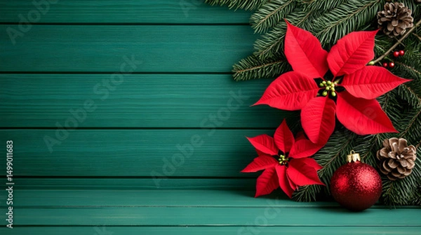 Fototapeta christmas background with fir branches