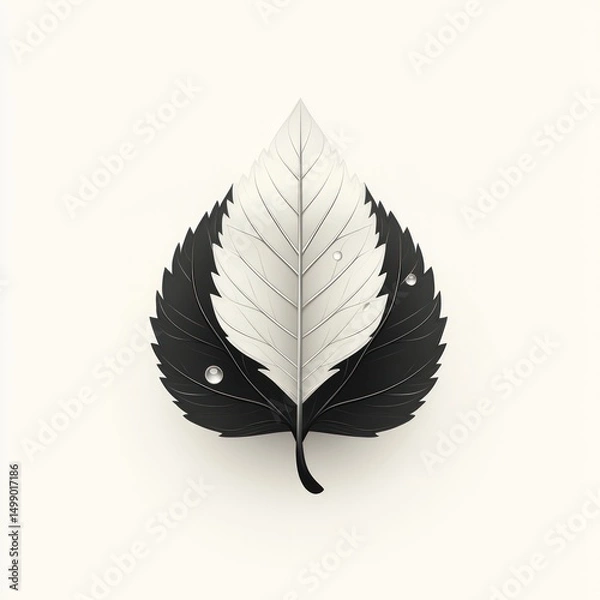 Fototapeta Monochromatic leaf, yin and yang