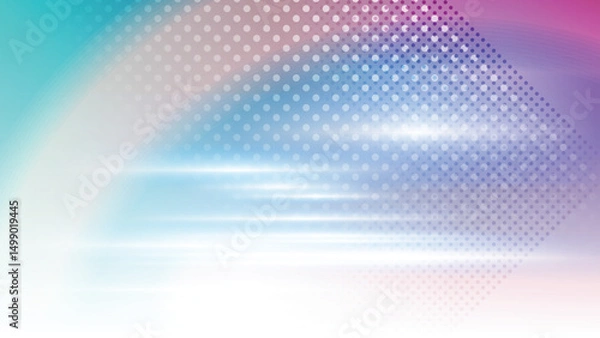 Fototapeta Abstract colorful neon light with dot halftone screen creative background. Vector illustration.