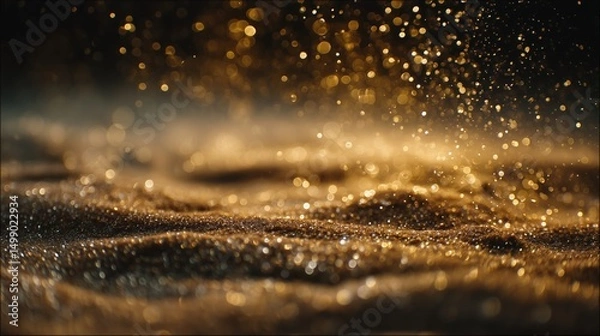 Fototapeta Golden dust floating in sunlight, a serene and spiritual moment of peace and light