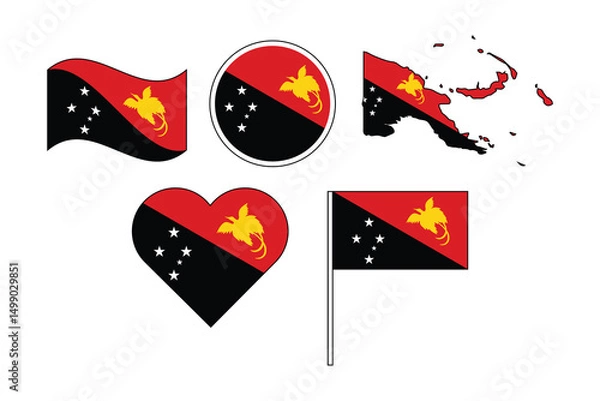 Fototapeta set of badges with flag of Papua new guinea vector illustration