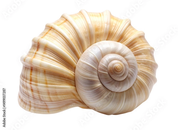 Fototapeta Elegant Spiral Seashell with Natural Texture Isolated on Transparent Background