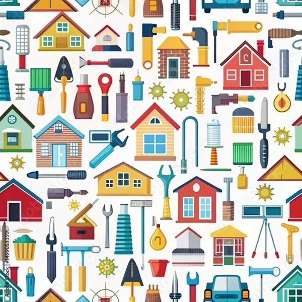 Fototapeta seamless pattern with houses