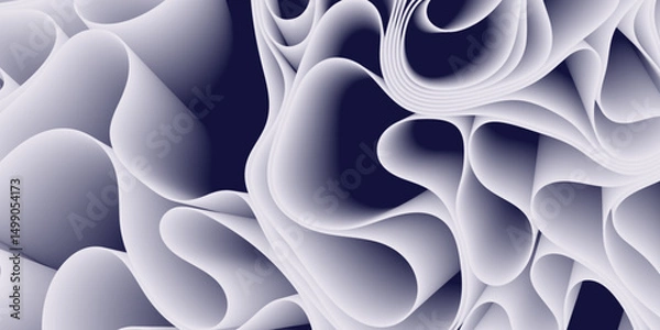 Fototapeta Abstract layered wave background. Flowing 3D paper curves. Modern fluid structure.