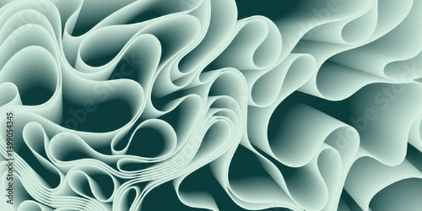 Fototapeta Abstract layered wave background. Flowing 3D paper curves. Modern fluid structure.