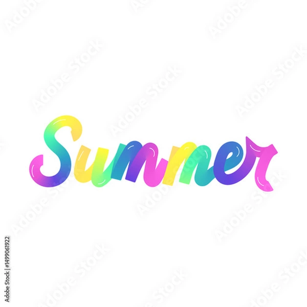 Fototapeta Brush lettering Summer. Summer quote color gradient on white background. Vector illustration