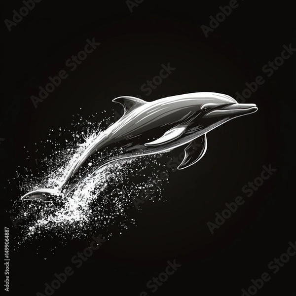 Obraz Dolphin leaping through water splashes