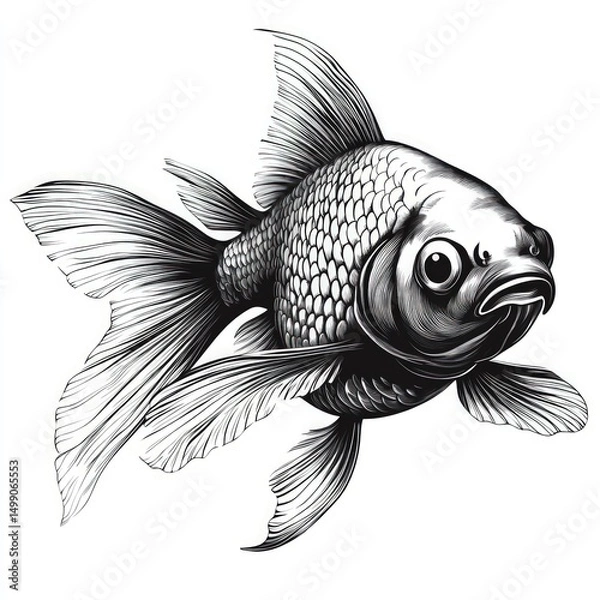Obraz Detailed black and white drawing of a goldfish