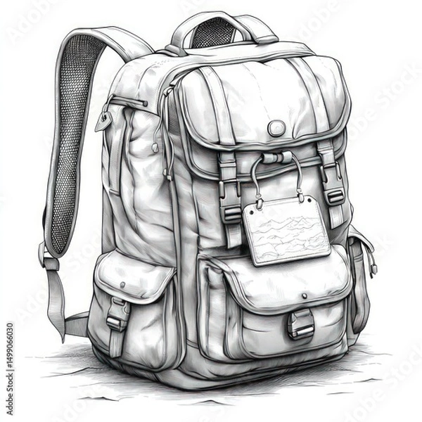 Obraz Detailed illustration of a large backpack