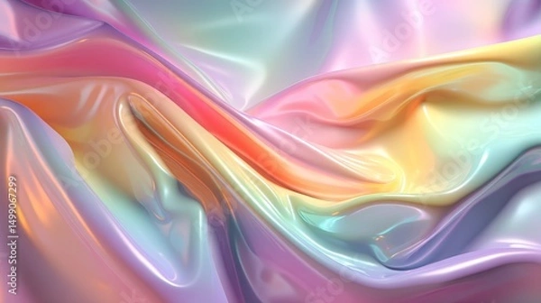 Fototapeta light soft colorful rainbow pastel chiffon fabric wrinkle top view abstract background