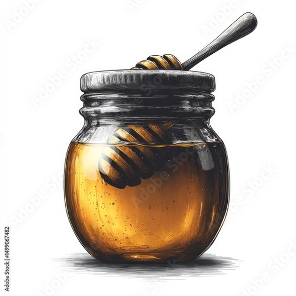 Obraz Honey Jar with Dipper