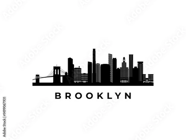 Fototapeta Vector Brooklyn skyline. Travel Brooklyn famous landmarks. Business and tourism concept for presentation, banner, web site.