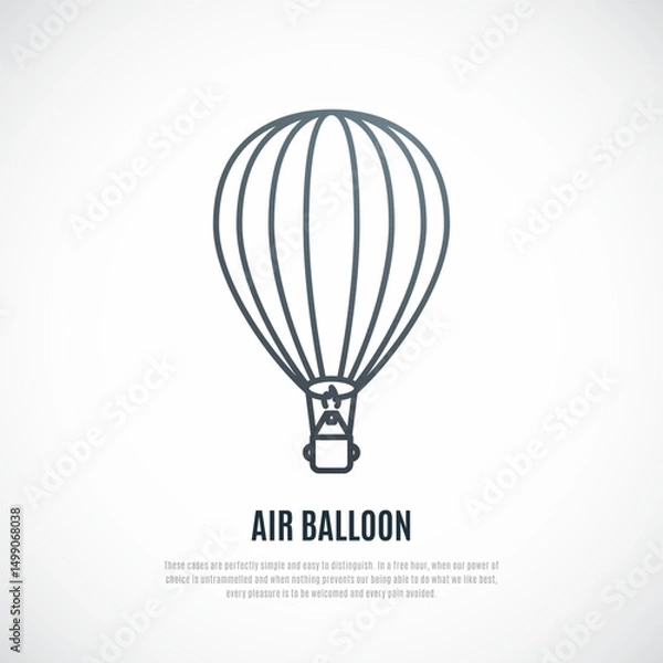 Fototapeta Air Balloon icon isolated on white background. Traveling in air.