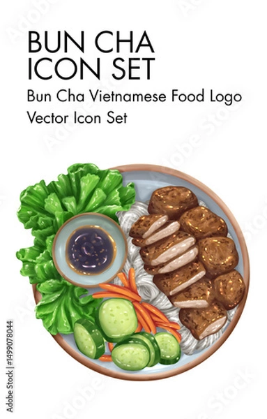 Fototapeta Bun cha vietnamese Food logo vector Icon set