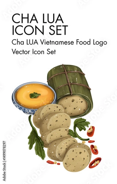 Fototapeta Cha lua vietnamese Food logo vector Icon set